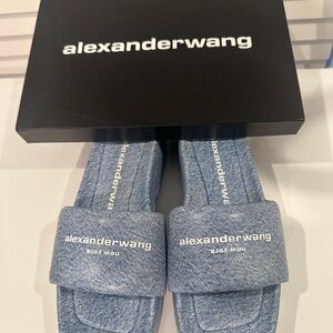 Alexander Wang Denim Blue Slide Sandals
